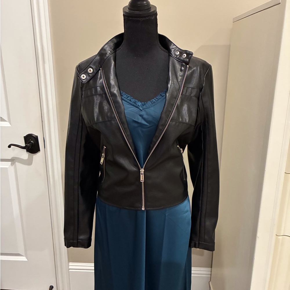 New without tags Black vegan faux leather Moto Jacket.